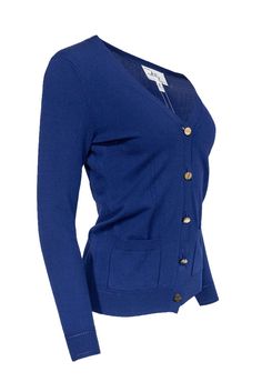 Versatile for year round wear, this cardigan from Milly is a piece your closet will never see — because it will always be with you! The blue hue is a complementary color for all seasons, allowing you to layer it over your autumn outfit or tie it around your shoulders while wearing your favorite summer dress. Size S 70% Viscose, 30% Stretch Polyester Gold-toned button up front V-neckline Dual patch pockets Bust 34” Shoulder to hem 24” Sleeve length 22” Autumn Outfit, Complementary Colors, Blue Hues, Always Be, All Seasons, Summer Dress, Button Up, Sleeve Length, Summer Dresses