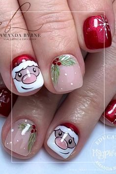 Santa Nails Inspired Nails, Jolly Santa, Jingle All The Way, Nail Art Inspiration, Creative Nails, Classic Christmas, Christmas Colors, Merry And Bright