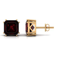 Product Details Elevate your special occasion look with these beautiful Garnet Solitaire Stud Earrings. Featuring a stunning Asscher cut solitaire garnet, these earrings are sure to turn heads. The garnet is held securely in place with a prong setting, allowing it to sparkle and shine from every angle. These earrings are crafted in gold, lending a luxurious and timeless touch to the design. They are perfect for weddings, making them a great gift for bridesmaids or for the bride herself. With the Asscher Cut Solitaire, Gift For Bridesmaids, Solitaire Studs, Asscher Cut, Signature Jewelry, Black Tie Event, Timeless Jewelry, Conflict Free Diamonds, Free Jewelry