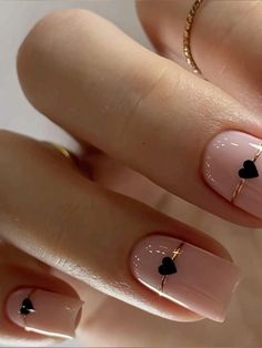 Chic Nail Art, Beauty Hacks Nails, Simple Gel Nails, Work Nails, Black Hearts, Acrylic Nails Coffin Short, Elegant Nails, Square Acrylic Nails, Classy Nails