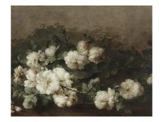 a painting of white flowers on a table