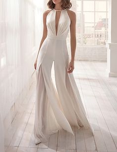 Jumpsuit Wedding Dress, Halter Neck Jumpsuit, Bridal Jumpsuit, Wedding Jumpsuit, Halter Jumpsuit, Backless Jumpsuit, Jumpsuit Elegant, Jumpsuit Party, White Jumpsuit