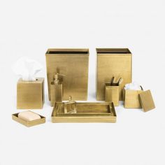 gold bathroom accessories set with tissue dispenser and soap dispenser