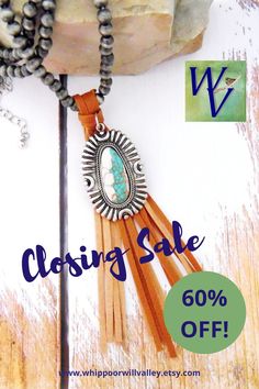 Whippoorwill Valley is closing their Etsy shop and everything in stock is 60% off! Shop while your favorites are still available! #navajopearls #westernjewelry #cowgirl #turquoise #leather Western Style Blue Turquoise Collectible Necklace, Untreated Southwestern Turquoise Pendant Necklace, Southwestern Turquoise Pendant Necklace, Turquoise Western Necklace With Large Pendant, Western Sterling Silver Turquoise Pendant Necklace, Cowgirl Turquoise, Horse Rodeo, Pet Memorial Jewelry