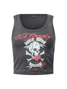 Ed Hardy Love Dies Hard Vest | Camis & Tank Tops Tube Top Black, Heart Graphic, Bed Linen Sets, Blood Red, 2000s Fashion