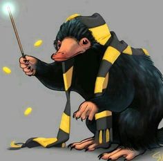 a cartoon rat with a harry potter hat holding a wand