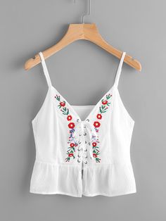 Women Tank Tops, Embroidery Fashion, Cute Summer Outfits, Diy Inspiration, Cute Tops