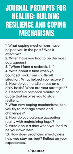 Discover empowering journal prompts designed to help you cultivate resilience and enhance coping mechanisms. Journaling can be a powerful tool for healing and personal growth. Start your journey towards inner strength and well-being today with these thought-provoking prompts. Dive into self-reflection, explore your emotions, and nurture your mental health through the healing power of writing. Use these prompts regularly as a therapeutic practice to build resilience, find comfort in difficult tim Journal Prompts For Healing, Prompts For Healing, Healing Takes Time, Journal Thoughts, Building Resilience, Personal Mantra