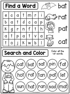 two worksheets with words and pictures to help students learn how to read the alphabet