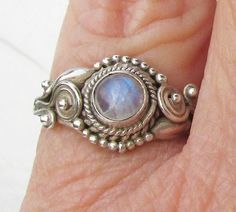 Sterling Silver Bali Style Vintage Moonstone Ring, Size 6 Abalone Ring, Rings Boho, Silver Opal Ring, Multi Gemstone Ring, Bali Style, Bali Fashion, Ring Pictures, Pink Enamel, Moonstone Ring