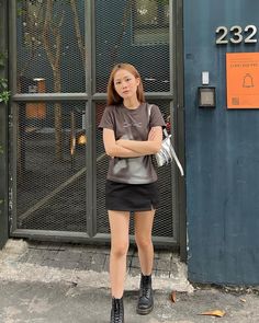 Shirt With Dress Under It, Black Skirt Outfit Summer Casual, Black Mini Skirt Outfit Casual, Black Mini Skirt Outfit Summer, Black Mini Skirt Outfit, Mini Skirt Outfit, Downtown Outfits, Miniskirt Outfits, After Life