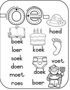 an alphabet worksheet with pictures and words