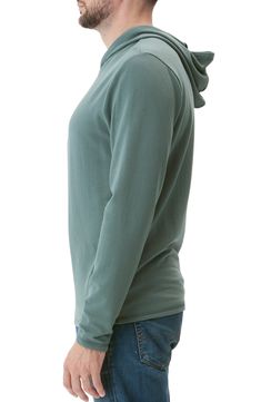 Sustainable fabric adds to the easy wearability of this soft, stretchy hoodie made with a slouchy fixed hood. Fixed hood   67% Tencel® modal, 28% recycled polyester, 5% spandex   Tencel modal is a sustainably produced fiber made with closed-loop processing and is certified with the EU Ecolabel as having a low environmental impact throughout the entire lifecycle   Machine wash, tumble dry   Imported Sustainable Fabric, Sustainable Fabrics, Environmental Impact, Pullover Hoodie, Thread, Nordstrom, Spandex, Luxury Fashion, Fabric