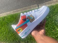 Customs Lion King inspired AF1 Lion King Custom Shoes, Casual Custom Sneakers With Character Print, Nike Air Force 1 Custom Disney, Nike Air Force 1 Custom Minion, Graffiti Shoes, Disney Painted Shoes, Lion King Merchandise, King Shoes, King Air