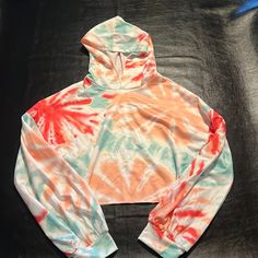 Tie Dye Shein Pullover Hoodie Size 11-12y New Without Tags Shein Shirts, Tops Shein, Girls Hoodie, Tie Dye Fashion, Dye Ideas, Hoodie Girl, Colorful Hoodies, Kids Shirts