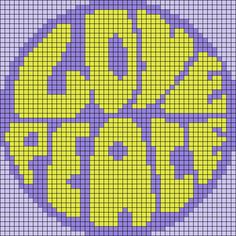 a cross stitch pattern with yellow and purple circles