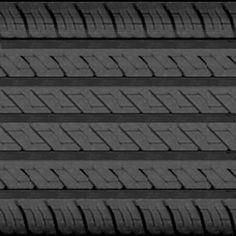 four rows of black and white tire treads