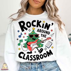 Christmas Presentation, Png Motifs, Rockin Around The Christmas Tree, Christmas Tree Png, Teaching Shirts, Tree Png, Png Sublimation Designs, Merry Christmas Png, Teacher Christmas