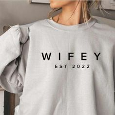 Wife Outfits, Fiance Sweatshirt, 2023 Bride, Unique Bridal Shower Gifts, Wifey Shirt, Wifey Sweatshirt, Mrs Sweatshirt, Bride Sweatshirt, Mrs Shirt