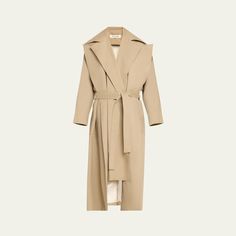 Rohe trench coat featuring a draped double collar in solid wool  Long sleeves Belted waist  Side slip pockets Relaxed fit Walking vent  Full length Front closure  Virgin wool Dry clean or hand wash Imported Double Collar, Cocktail Jacket, Lingerie Sleepwear, Coat Dress, Designer Collection, Handbags On Sale, Travel Size Products, Trench Coat, Casual Shirts