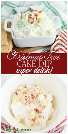 christmas cake dip recipe with white frosting and sprinkles