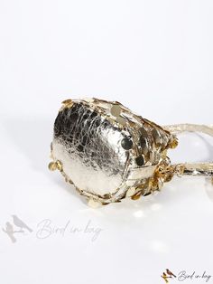 Bird in Bag - Glitter Decorated Fashion Evening Clutch Bag with Adjustable Shoulder Strap Gold Sequin Bags For Gifts, Gold Sequined Bags As Gifts, Gold Sequined Bags For Gifts, Gold Sparkling Bag As Gift, Gold Sparkling Bag For Gift, Gold Sparkling Bags For Gifts, Gold Sparkling Bags Perfect As Gifts, Gold Glitter Bag For Gift, Festive Gold Sequined Bag