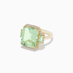 Effy 14K Yellow Gold Green Amethyst and Diamond Ring Green Amethyst Ring In 14k Gold, Amethyst And Diamond Ring, Green Amethyst, Gold Yellow, Diamond Ring, Amethyst, Yellow Gold, Engagement Rings, Ring