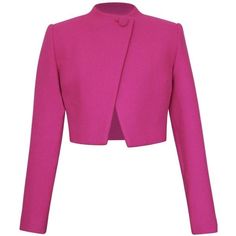 Pink Cropped Jacket, Cropped Jacket Outfit, Pink Wool Jacket, Jackets Cropped, Long Sleeve Shirt Outfits, Hot Pink Fashion, Formal Top, Woman Suit, Gingham Jacket