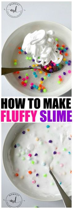 how to make fluffy slime with sprinkles in a bowl