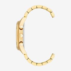 Embrace sophistication with this analog quartz bracelet watch. Its barrel-shaped stainless steel case, plated with real gold, features polished pushers and a downward-sloped bezel. The multi-zone dial includes gilt-applied indexes with luminous fill, sub-dials framed in gilt, and a day/date window. Finished with gilt skeleton hands, a gilt stick sweep, and a Y-link adjustable bracelet plated in real gold, this timepiece offers refined style and functionality.Number of Batteries: 1Features: Adjustable, Quick ShipBattery Type: Silver OxideJewelry Closure: Fold Over ClaspPower Source: Battery (included)Watch Movement: QuartzWater Resistance: 50mBand Color: Gold ToneDial Color: ChampagneMetal Color: Gold ToneCase Thickness: 10.6mmCase Width: 44mmWatch Band Length: 8 3/4 InchBand Content: Stain Gold Watch Accessories With Subdials And Round Dial, Gold Chronograph Watch Accessories With Round Dial, Gold Metal Watches With Subdials, Gold Stainless Steel Chronograph Watch With Analog Display, Gold Chronograph Watch With Metal Dial As Gift, Gold Chronograph Watch With Metal Dial For Gift, Gold Stainless Steel Chronograph Watch, Gold Stainless Steel Analog Chronograph Watch, Gold Chronograph Watch With Metal Dial