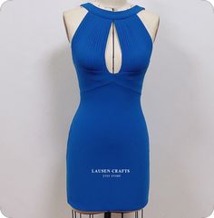 Blue Bodycon Dress With Fitted Bodice, Blue Bodycon Dress With Fitted Bodice For Night Out, Blue Mini Dress With Fitted Bodice For Date Night, Blue Fitted Bodycon Dress For Date Night, Light Blue Fitted Mini Dress For Date Night, Fitted Blue Bodycon Dress For Date Night, Fitted Light Blue Mini Dress For Date Night, Blue Fitted Backless Dress, Fitted Blue Backless Dress