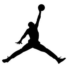 the silhouette of a basketball player is shown in black and white, holding a ball