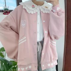 Pastel Kawaii Aesthetic Soft Girl Baseball Jacket   ONE SIZE Length 63cm Bust 120cm.     Material: COTTON, Polyester Aesthetic Kawaii Outfits, Kawaii Jacket, Pastel Kawaii Aesthetic, Aesthetic Soft Girl, Mha Dr, Kawaii Outfit Ideas, Kawaii Outfits, Kawaii Outfit, Pastel Kawaii