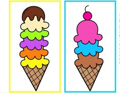 two ice cream cones with different colors