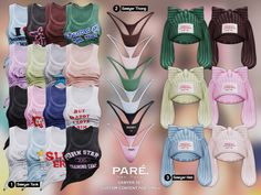 an image of women's bras and panties in different colors, sizes and shapes