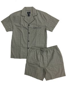 Mens 2pc Gray Check Pajamas Cotton Blend Shorts & Shirt Sleep Set This lightweight cotton blend gray check sleep set includes a button front shirt & elastic & drawstring waist sleep shorts. . Men's sizes 2 piece set 55% cotton, 45% polyester Payment We accept PayPal as our payment method. Immediate payment is required. If you have any questions about payment, please feel free to contact our customer support team. Return Policy We have a no hassle return policy If you are unhappy with your purcha Casual Bedtime Sets With Pockets, Cotton Bedtime Sets With Pockets, Casual Sets With Pockets For Home, Casual Home Sets With Pockets, Casual Relaxed Fit Short Set For Bedtime, Cotton Relaxed Fit Short Set For Bedtime, Casual Short Sleeve Short Set For Home, Check Pajamas, Mens Pjs