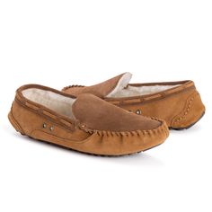 Classic and comfortable, MUK LUKS Men's Everett Moccasin Slippers are great for casual style. Plush foam insoles offer a relaxing feel while wool blended with faux fur lining keeps toes warm all season long. Wipe with Damp Cloth. Do Not Bleach. Dry Flat. Imported -Indoor/Outdoor TPR Sole -80% Polyester, 20% Wool Insole -100% Leather Upper -80% Polyester, 20% Wool Lining -Foam Insole - Men?s Whole Sizes 9-13 -Multiple Color Options Available Summer Clearance Sale, Summer Sock, Moccasin Slippers, Suede Slippers, Summer Slippers, Kids Slippers, Moccasins Slippers, Knitted Slippers, Platform Slippers