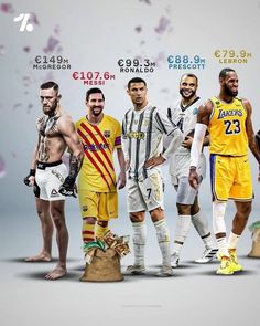 the basketball players are all dressed in different colors and sizes, posing for a photo