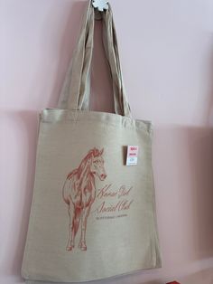 Horse Tote Bag, The Stables, Local Farmers Market, Strawberry Print, Horse Lovers, Riding Gear, Horse Girl, Girl Gang, Social Club