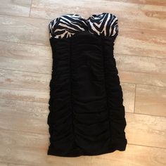 Never Worn From Forever 21 Size Small. Zebra Zebra Print Mini Dress For Night Out, Spring Zebra Print Mini Dress For Night Out, Fitted Zebra Print Mini Dress For Party, Fitted Black Zebra Print Dress, Fitted Black Dress With Zebra Print, Fitted Zebra Print Dress For Spring, Black Zebra Print Mini Dress, Black Mini Dress With Zebra Print, Black Zebra Print Dress For Summer