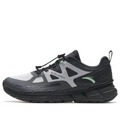 ANTA Hiking Shoes 'Black Grey Green' 112338860-3 Black Breathable Lace-up Trail Running Shoes, Black Lace-up Walking Shoes For Hiking, Casual Walking Shoes With Shock Absorption, Black Lace-up Trail Running Shoes For Streetwear, Black Breathable Slip-on Walking Shoes, Casual Walking Sneakers With Shock Absorption, Black Lace-up Walking Shoes With Shock Absorption, Black Sneakers With Shock Absorption For Walking, Black Hiking Running Shoes