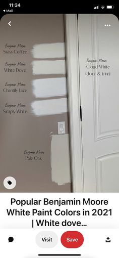 some white paint colors are on the wall