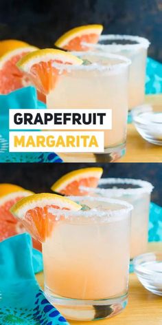 grapefruit margarita with orange slices on the rim