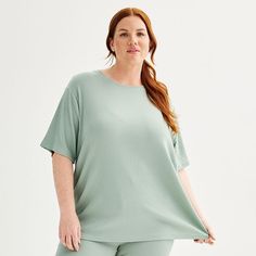 Relax wearing this plus size women's Sonoma Goods For Life ribbed pajama tee. Click on this INTIMATES & SLEEPWEAR GUIDE to find the perfect fit and more! Relax wearing this plus size women's Sonoma Goods For Life ribbed pajama tee. Click on this INTIMATES & SLEEPWEAR GUIDE to find the perfect fit and more! FEATURES Crewneck Short sleeves Straight hem Pullover stylingFIT & SIZING Regular fit 30-in. lengthFABRIC & CARE Cotton, modal, spandex Machine wash ImportedRESPONSIBLE Supports more sustainab Comfortable Relaxed Fit Ribbed Top, Comfortable Oversized Tops For Relaxation, Oversized Crew Neck Top For Relaxation, Ribbed Relaxed Fit T-shirt For Loungewear, Solid Ribbed T-shirt For Loungewear, Relaxed Fit Ribbed T-shirt For Loungewear, Comfortable Solid Color Sleep Tops, Casual Ribbed T-shirt For Loungewear, Solid Ribbed Tops For Loungewear