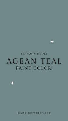 the words, agen teal paint color on a blue background with white stars