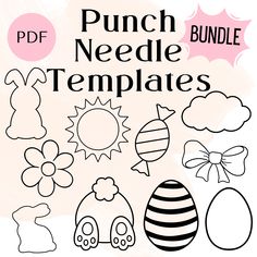 the punch needle templates bundle includes an easter egg, sunflower and other items