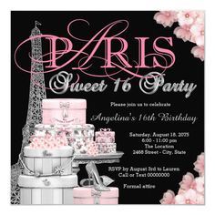 a pink and black paris sweet 16 birthday party