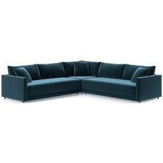 Everyone's invited to Gather. Striking the perfect balance between comfort and modern style, our Gather sectional sofa is clean-lined and current.Composed of right- and left-arm sofas and a corner chair, the L-shaped sectional welcomes you with boxy, extra-plush bench seats designed with inner-coil construction for maximum comfort and durability.  By choosing FSC ®-certified furniture, you are supporting responsible management of the world's forests.   Gather Deep 3-Piece L-Shaped Bench Sectional Sofa 26 " H height 128 " W width 128 " D depth Measurements are in inches.   * FSC ®-certified engineered hardwood   * Sinuous wire suspension   * Bench seat cushions are innerspring wrapped in polyfoam with fiber encased in ticking   * Back cushions are full-blown fiber encased in ticking   * Inc L Shaped Bench, Velvet Sectional Sofa, Bench Seats, Velvet Sectional, Bench Seat Cushion, Sofa Review, Corner Chair, Seat Design, Pillow Top