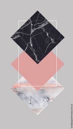 an abstract geometric design with pink, black and white marble in the center on a gray background