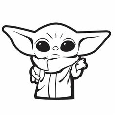 the child yoda sticker is shown in black and white